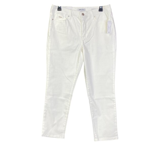 Nine West Gramercy crop slim fit white‎ Jeans Size 8 NWT - Picture 1 of 6